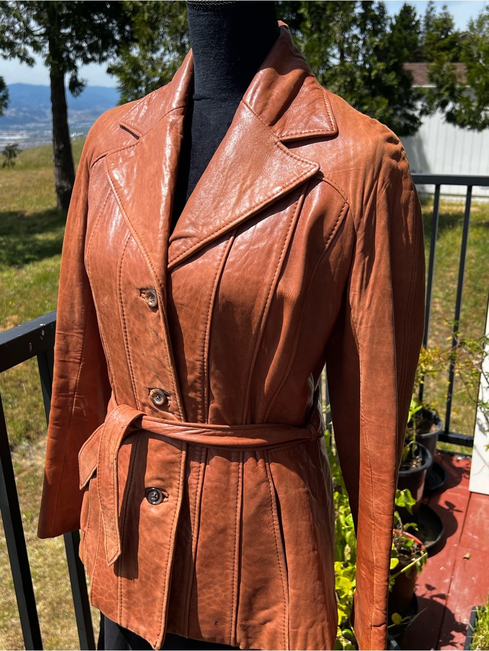 VTG Wilsons Womens Brown Soft Leather Collared Button Jacket-Size S - Picture 8 of 11